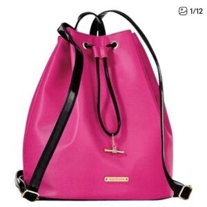 Y2K Juicy Couture Fuchsia and Black Drawstring Backpack NWT
